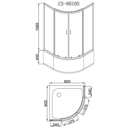 Душевое ограждение Loranto 80х80х195, поддон 40 см (CS-8010S)