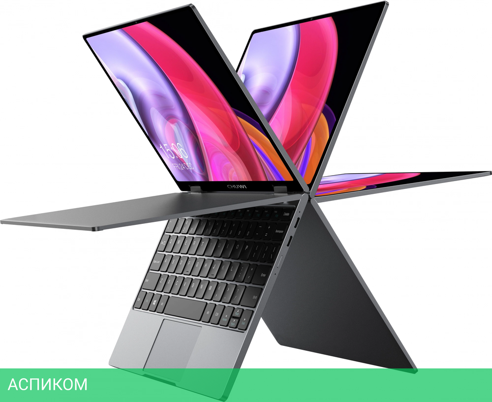 Ноутбук Chuwi MiniBook X N-series N100 12Gb SSD512Gb Intel UHD Graphics 10.51" IPS Touch WQXGA (1920x1200) Windows 11 Home grey WiFi BT Cam 3800mAh (1746362)