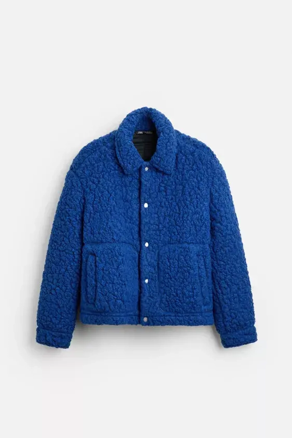 ZARA КУРТКА ИЗ ИСКУССТВЕННОЙ ОВЧИНЫ, ЯРКО-СИНИЙ