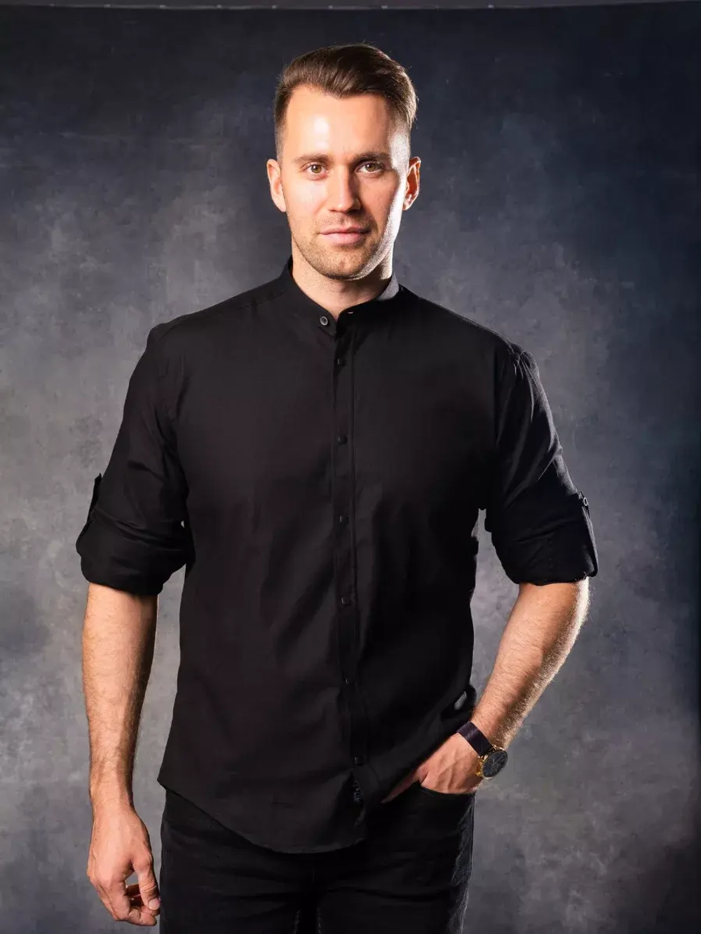 Рубашка с длинным рукавом стойка