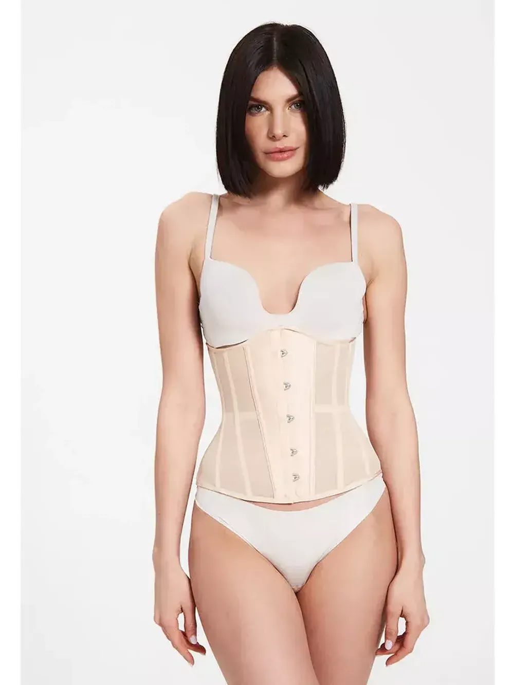 Нюдовый прозрачный корсет MIDI