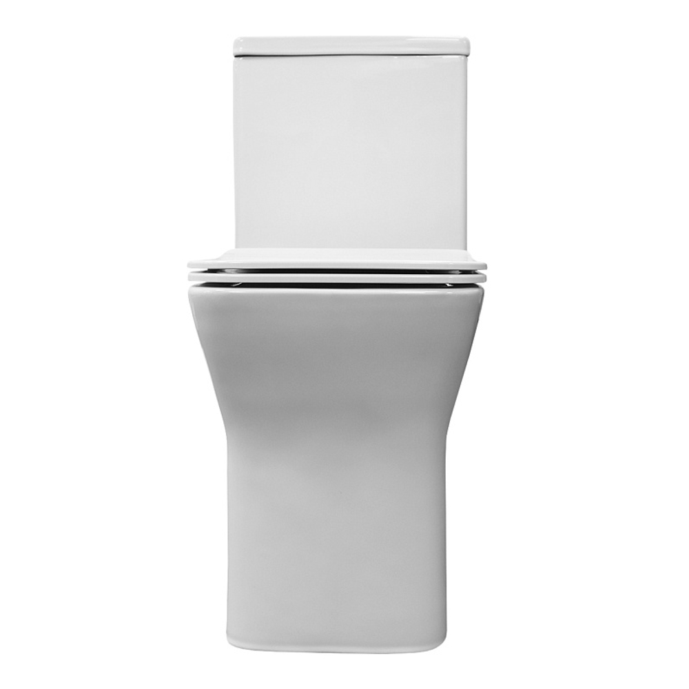 Унитаз напольный Azario Vero безободковый моноблок Горизонтальный слив, сиденье дюропласт микролифт 675x370x785 (AZ-8608)