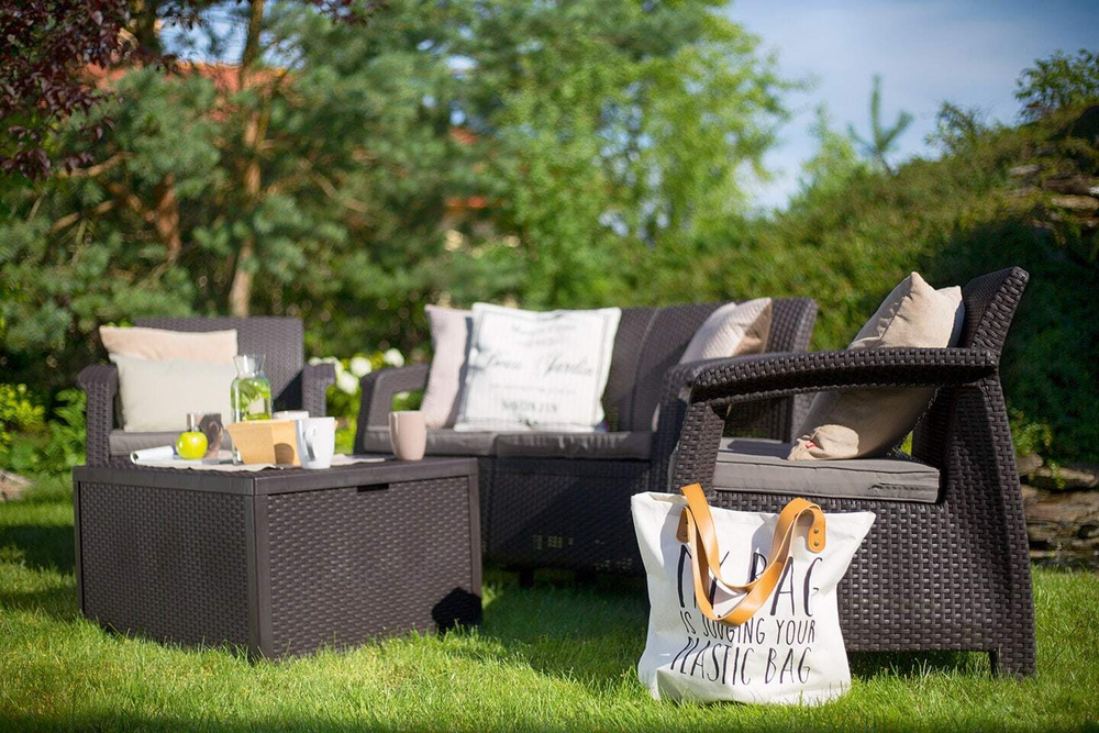 Комплект мебели Корфу со столиком-сундуком (Corfu box set) коричневый