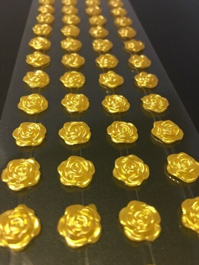 Стразы самоклеющиеся Розы золотые металлик d=9 мм 72 шт