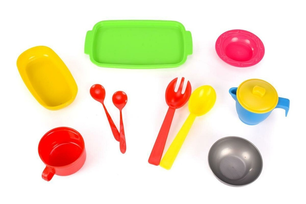 Пластмассовый игрушечный набор "Посуда" (20*11*10 см), сетка