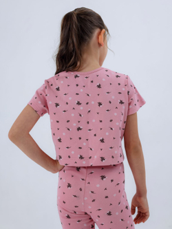 Блузка для девочки, модель №1, рост 122 см, пудровая с принтом