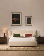 Кровать Arvian бежевого цвета из шенилла с ящиком для хранения 160 х 200 см