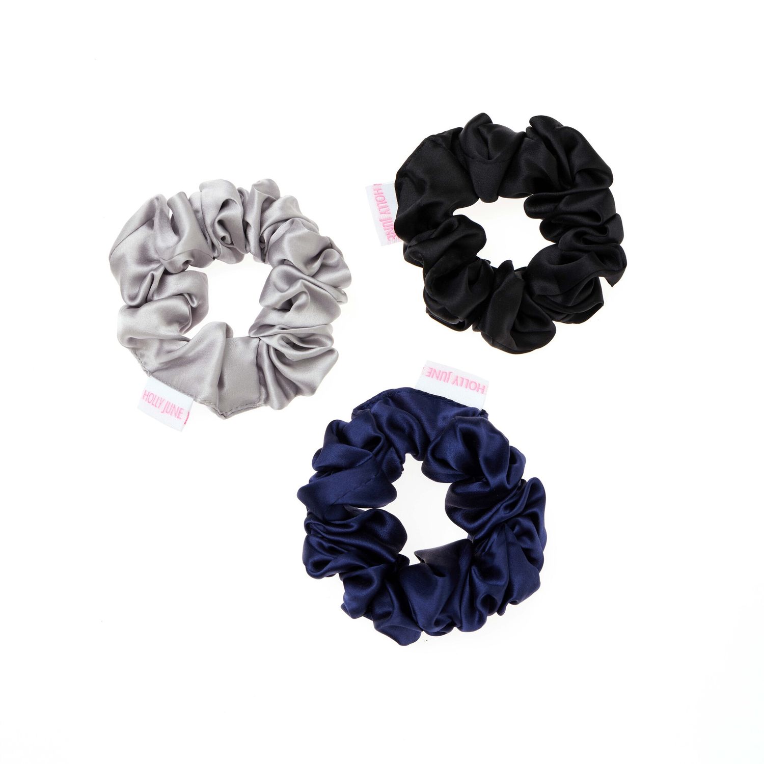 Набор резинок Big Silk Hair Scrunchies – Blue, Gray & Black