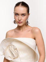 Серьги "Grain brown pearl brush" Silver