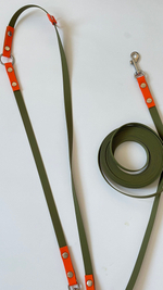 Перестёжка поводок для собак , биотан 5 м , 20 мм. Хаки и оранжевый.