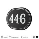 Номерок на дверь квартиры 446, для кабинета, офиса, шильдик 9 х 7 см, черный, Айдентика Технолоджи