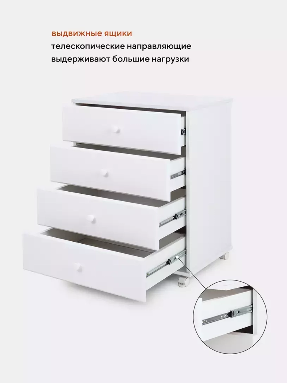 Комод "Ричард" 4 ящ. (арт.74) МДФ 600/4 (белый) NEW