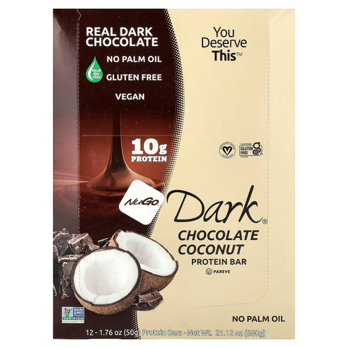 NuGo Nutrition, Dark®, протеиновые батончики, шоколад и кокос, 12 батончиков по 50 г (1,76 унции)