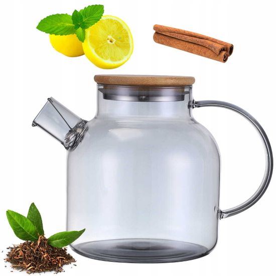 Стеклянный заварочный чайник 1500 мл. Kamille KM 9029M с бамбуковой крышкой