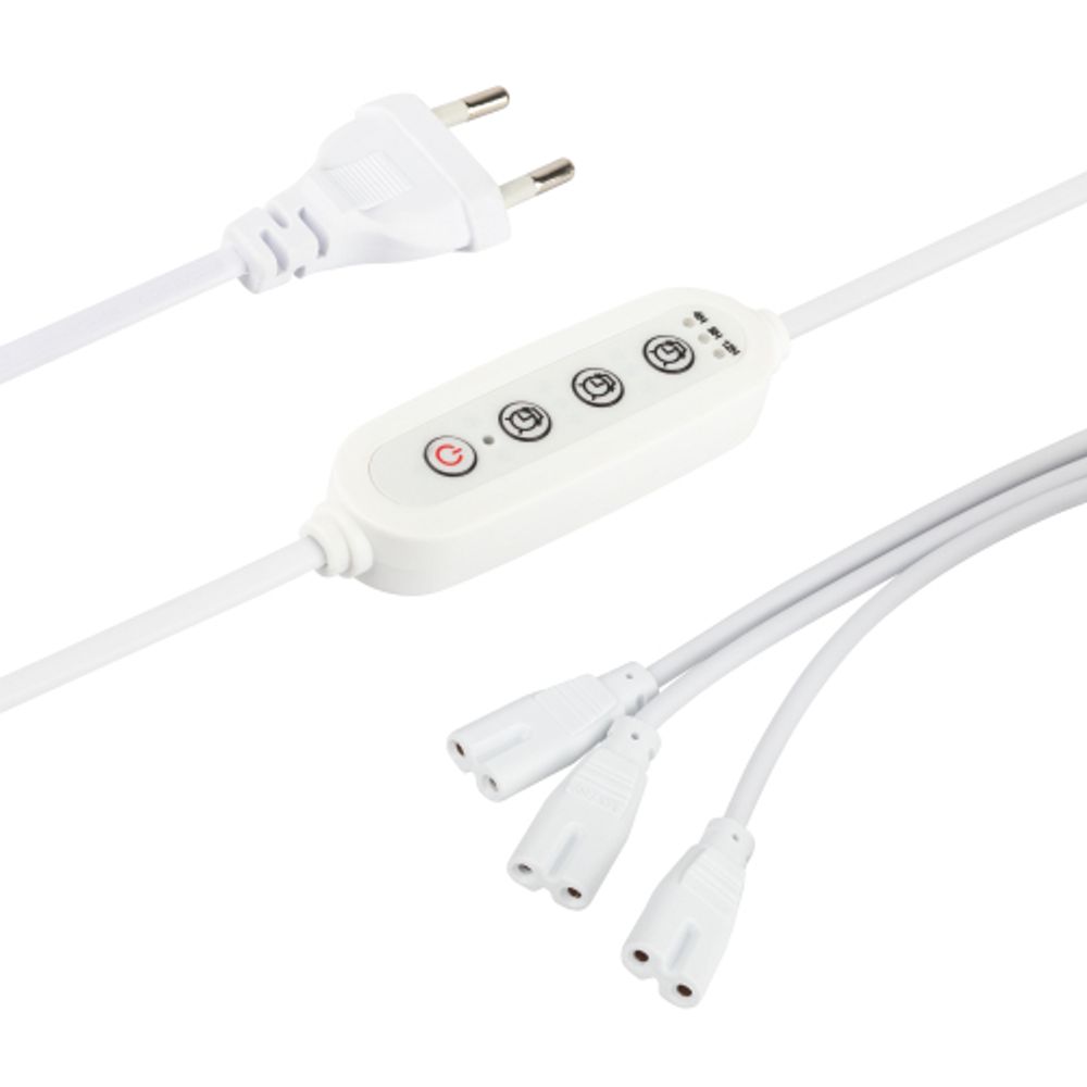 Разветвитель сетевой для линейных светильников ЭРА 3х IEC C7 2pin+timer на 3 точки с таймером 4, 8, 12H 2 м | Аксессуары для фито светильников