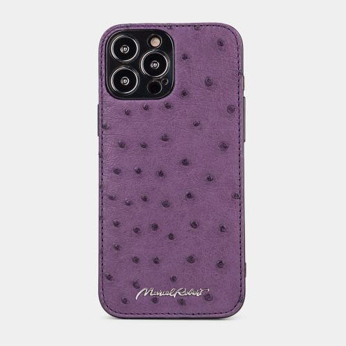 Чехол-накладка для iPhone 13 Pro из кожи страуса фиолетового цвета