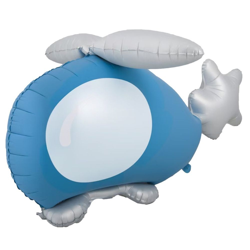 Шар Фольгированный Вертолет голубой 3D (Голубой)