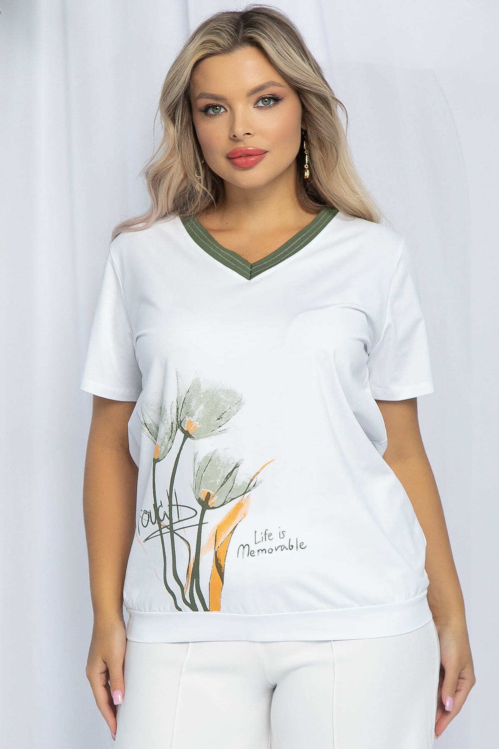 Блуза Лотус (бело-оранжевая) Б13160-20М LT Collection