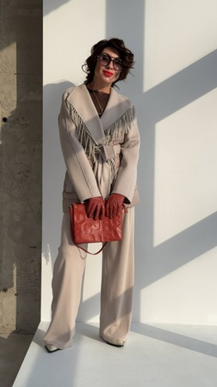 Пальто короткое бахрома