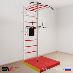 Шведская стенка Sv Sport 5404 (Турник рукоход/Брусья/Канат/Мат 1м)