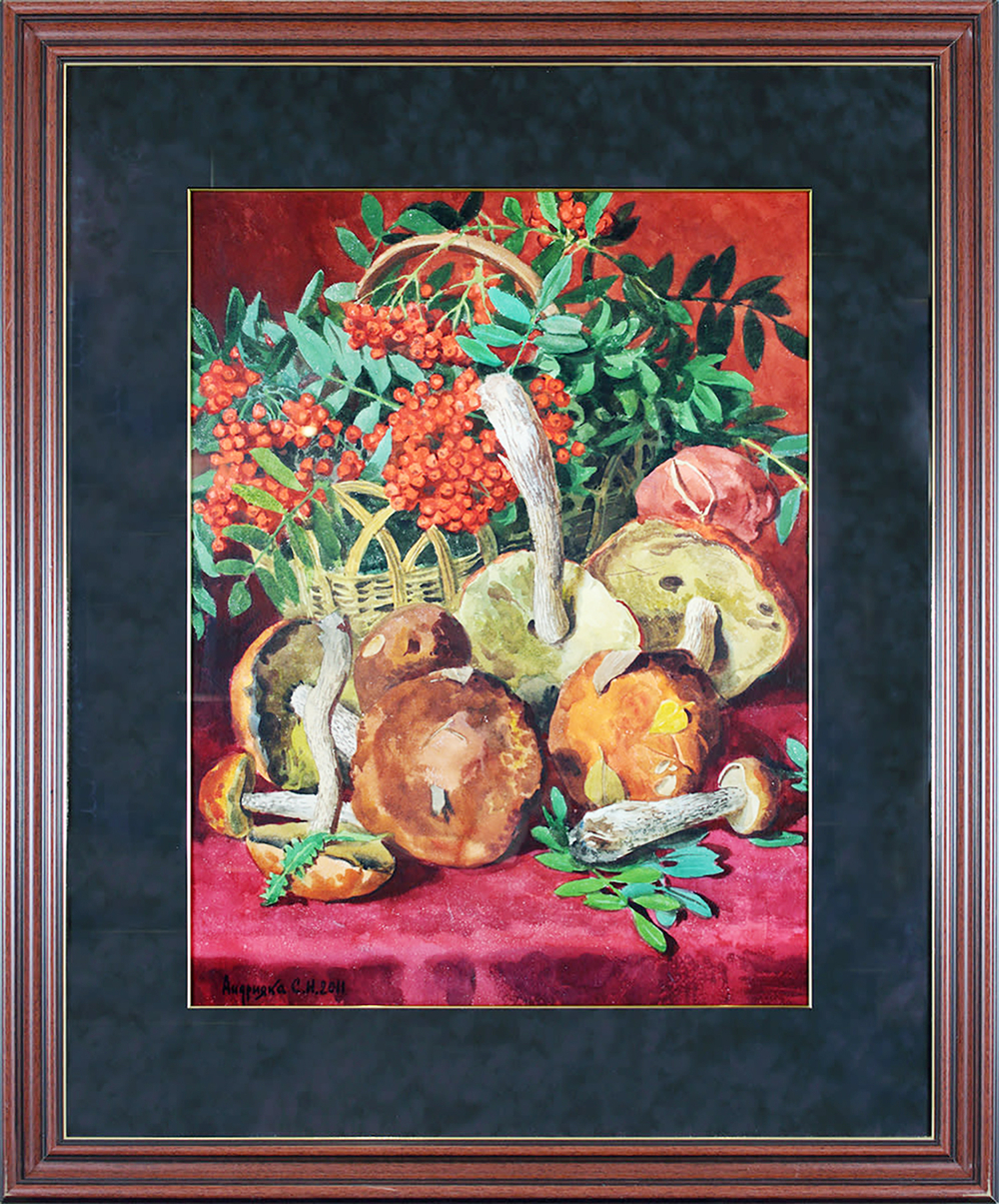 Андрияка Сергей Николаевич (1958–2024) Натюрморт с грибами. Акварель. 2011 г.