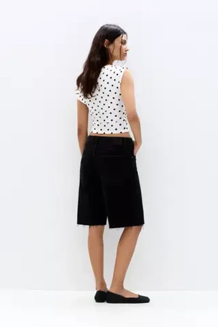 PULL&BEAR Топ асимметричный в горошек, белый