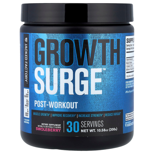 Jacked Factory, Growth Surge™, после тренировки, солёная ягода, 300 г (10,58 унции)