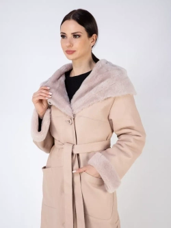 Дубленка зима натуральная с капюшоном длинная