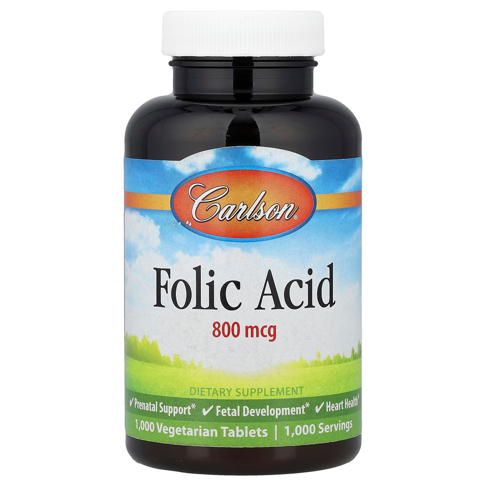 Carlson, Folic Acid, 800 mcg, 1,000 Vegetarian Tablets