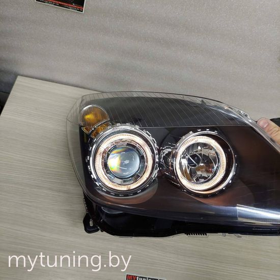 Передние фары angel eyes black для Opel Astra H