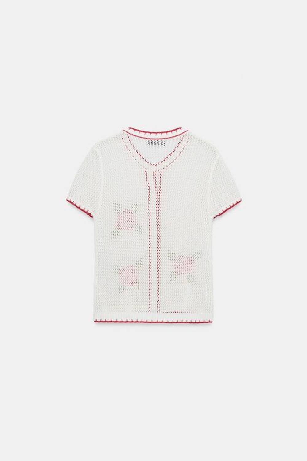 ZARA КАРДИГАН С ВЫШИВКОЙ В ВИДЕ ЦВЕТОВ, ЭКРЮ