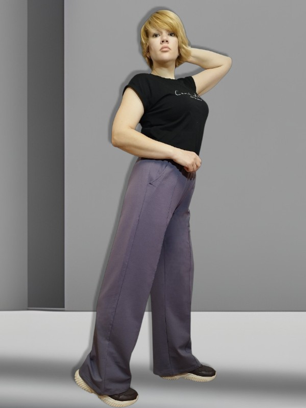 OWS-77 Брюки женские с карманами (футер 2-х нитка) (XL (52))