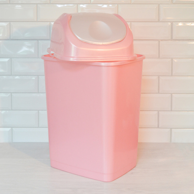 Ведро для мусора 35л "Слим" розовый/перламутровый