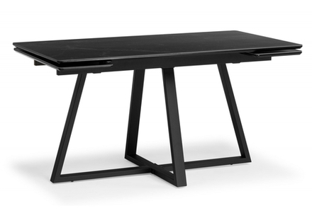 Керамический стол Woodville Памелла 120(180)х80 shakespeare black, черный, ножки черные