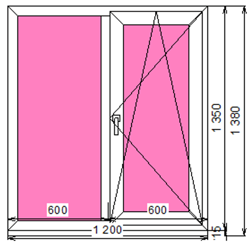 Пластиковое окно 1350 х 1200 ТермА Эко