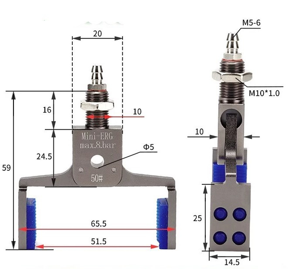 Mini–erg–50 # (clamping range: 36-52mm) no detection model