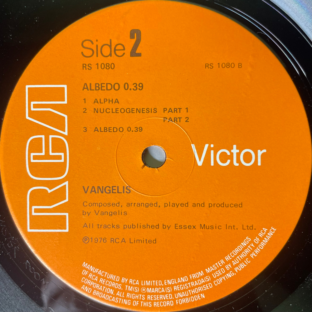 Vangelis - Albedo 0.39 (Англия 1976г.)