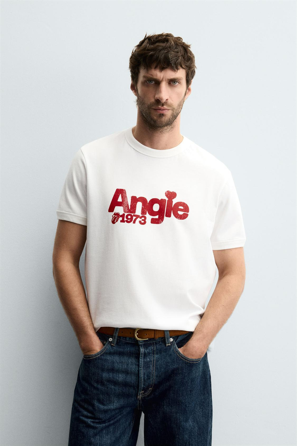 ZARA ФУТБОЛКА THE ROLLING STONES ®, ЖЕЛТОВАТО-БЕЛЫЙ