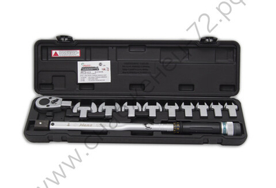 Динамометрический ключ 40-210 Нм. с набором рожковых насадок 13-30, 4673, Hans