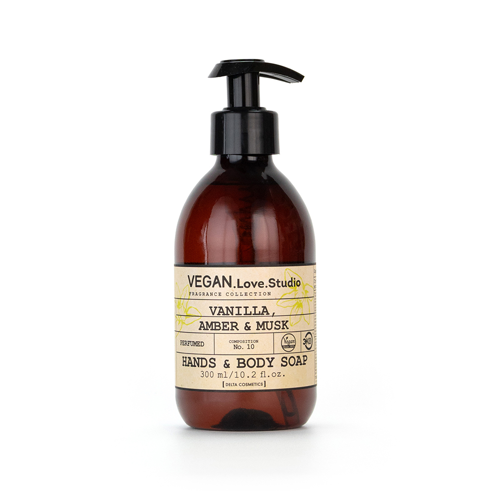 Косметический набор VEGAN.Love.Studio «Vanilla, Amber, Musk» (гель для душа 300 мл + мыло для рук 300 мл)