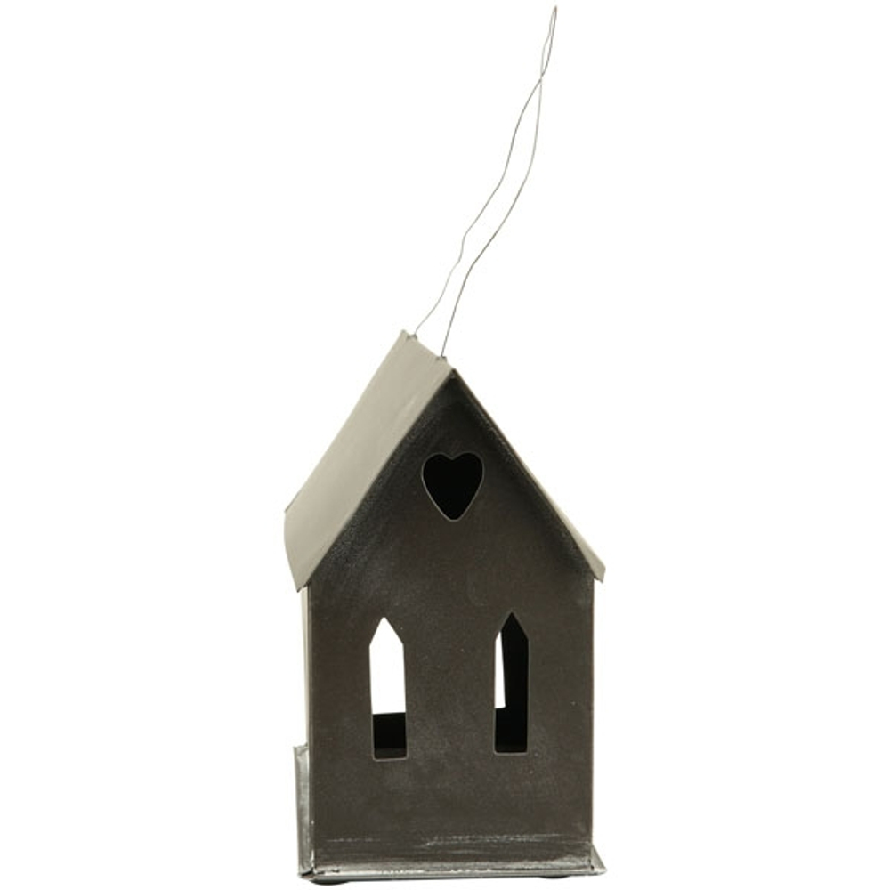 Подсвечник "Домик-сердечко" малый антик 17,5x9x15см