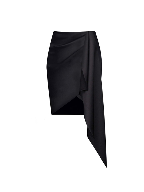 Драпированная мини-юбка из сатина с воланом