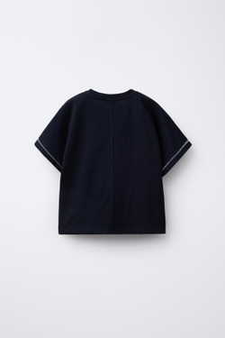 ZARA ФУТБОЛКА С ВЫШИВКОЙ «ЛОДКА», ЧЕРНЫЙ