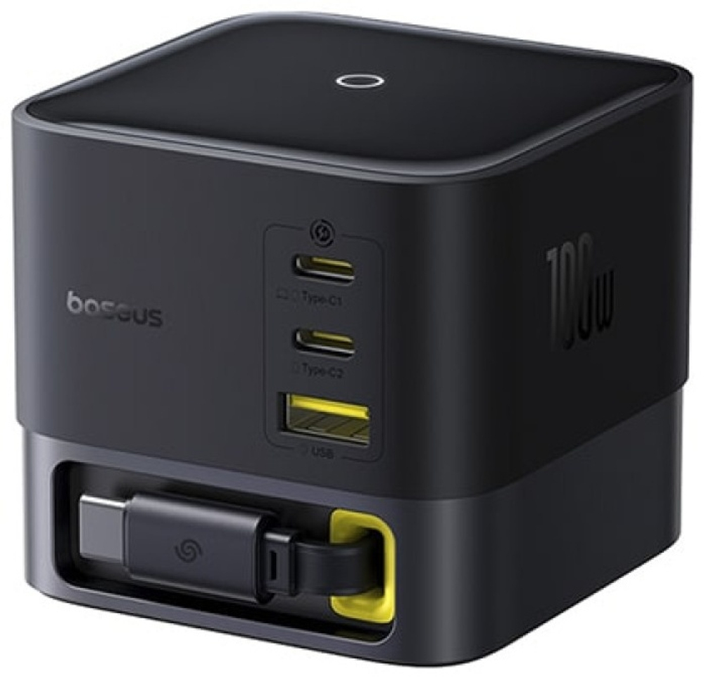 Зарядное устройство Baseus Super GaN Desktop with Retractable Cable 3C+U 100W USB Type-C, USB черный