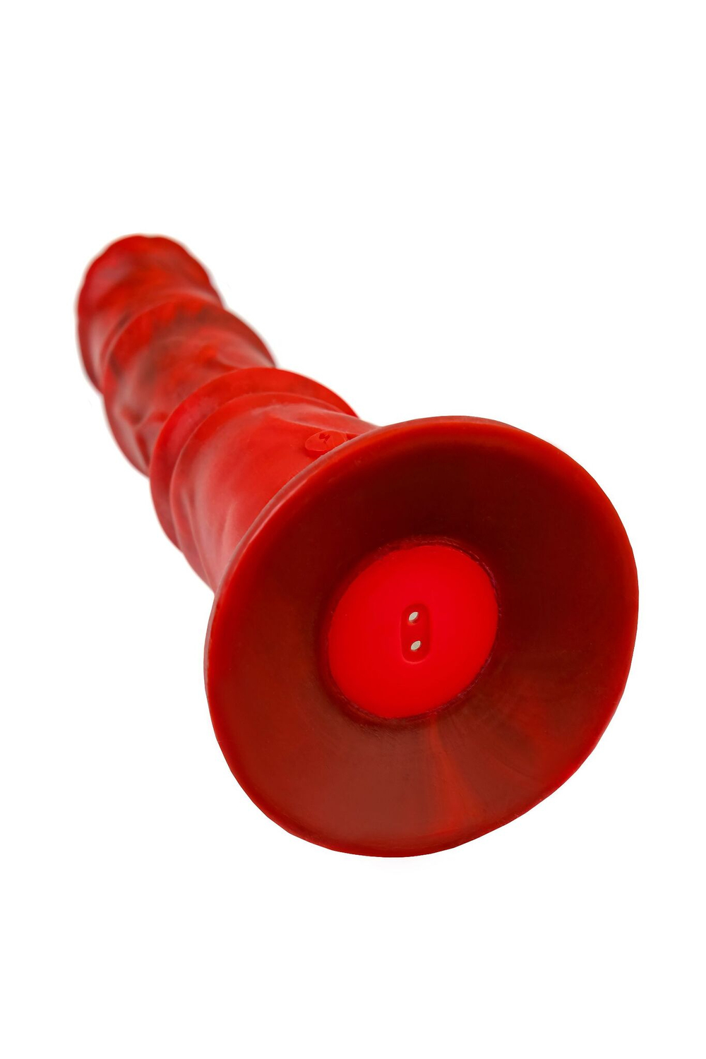 Силиконовый вибратор Monster Rex - 24,5 см. (Цвет: красный с черным)