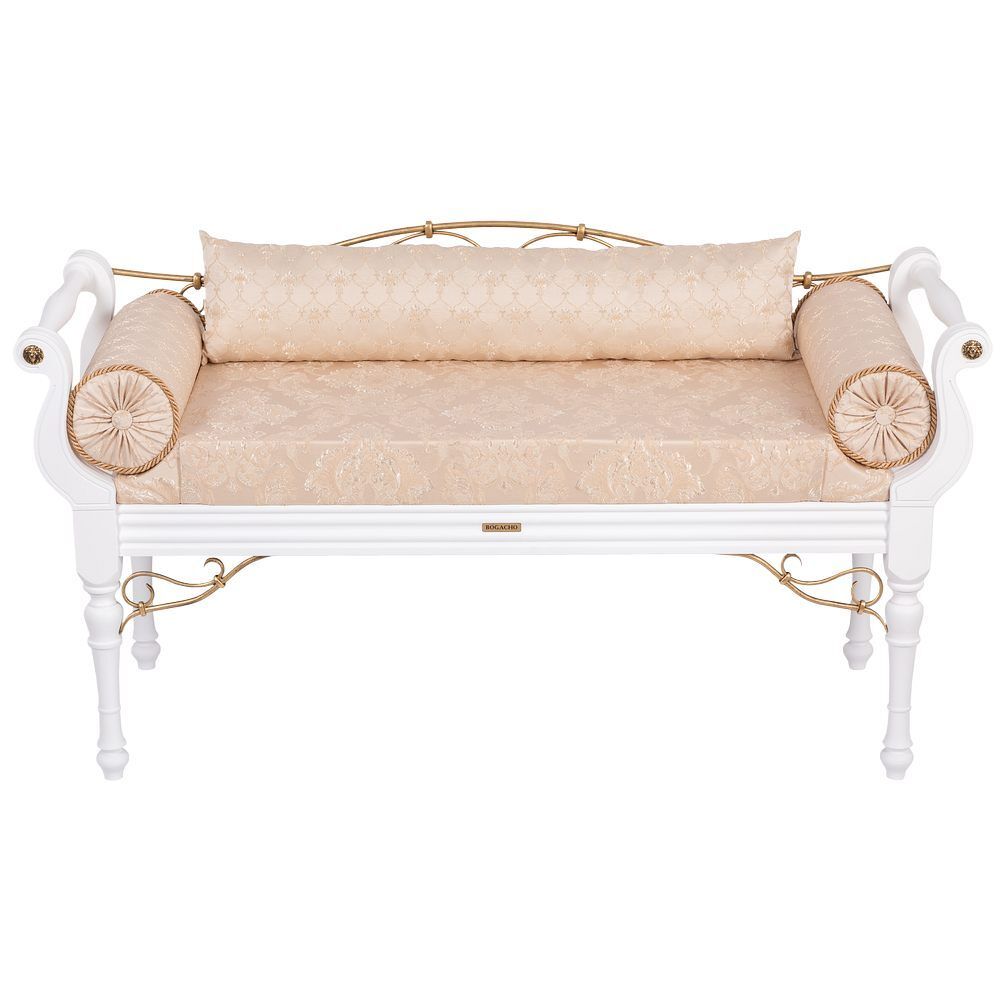 Банкетка Флоренция Премиум Белый Каледония Даймонд Айвори Амбер