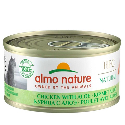 Almo Nature консервы для кошек "HFC Natural" с курицей и алоэ (55% мяса) 70 г банка