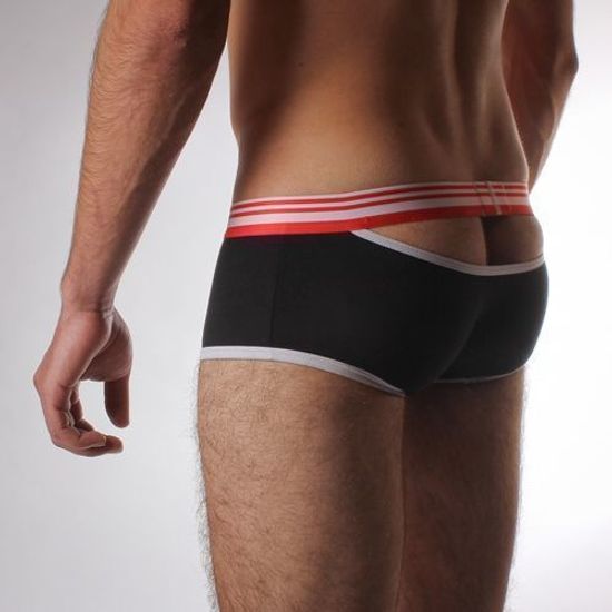 Мужские трусы хипсы с вырезом сзади черные Seeinner Black Boxer