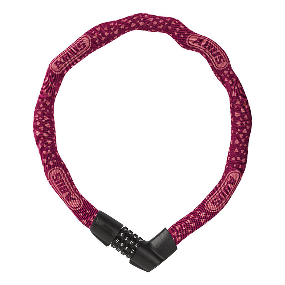Замок 05-0088013 вело цепь на коде 4х разр 1385/75см cherry heart Tresor 6мм класс защиты 6/15 вишневый ABUS