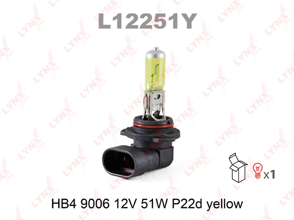 L12251Y  Лампа HB4 9006 12V 51W P22D YELLOW